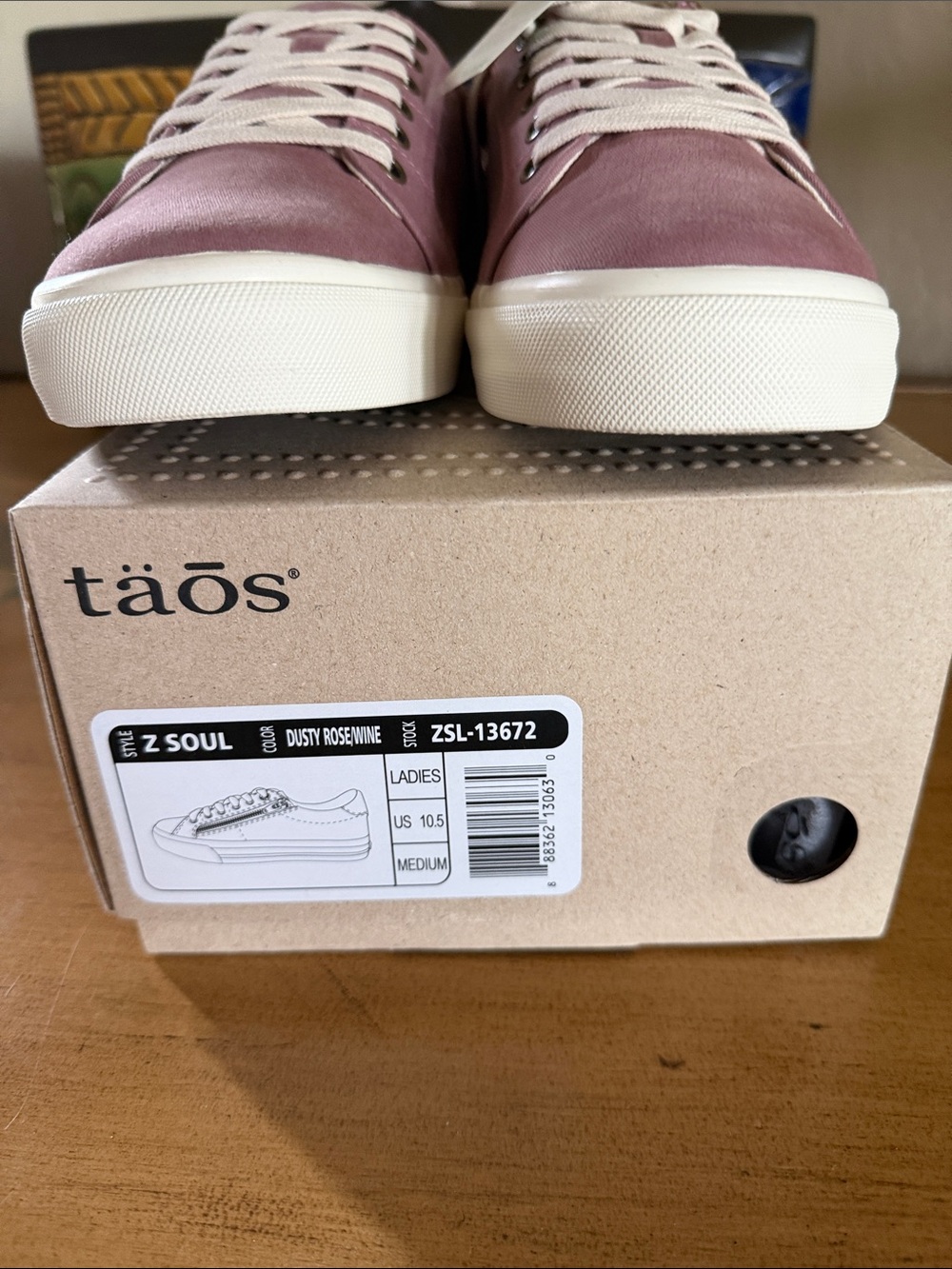 Taos Footwear Dusty Rose Canvas Lace-Up Sneakers with side zipper.